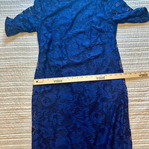 MSK Blue Floral Lace Overlay Sheath Dress Size 10 – Elegant Cocktail Dress - Picture 5 of 6